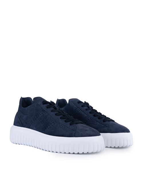 Sneakers H-Stripes in pelle scamosciata Blu HOGAN | HXM6450FJ50 I9SU801